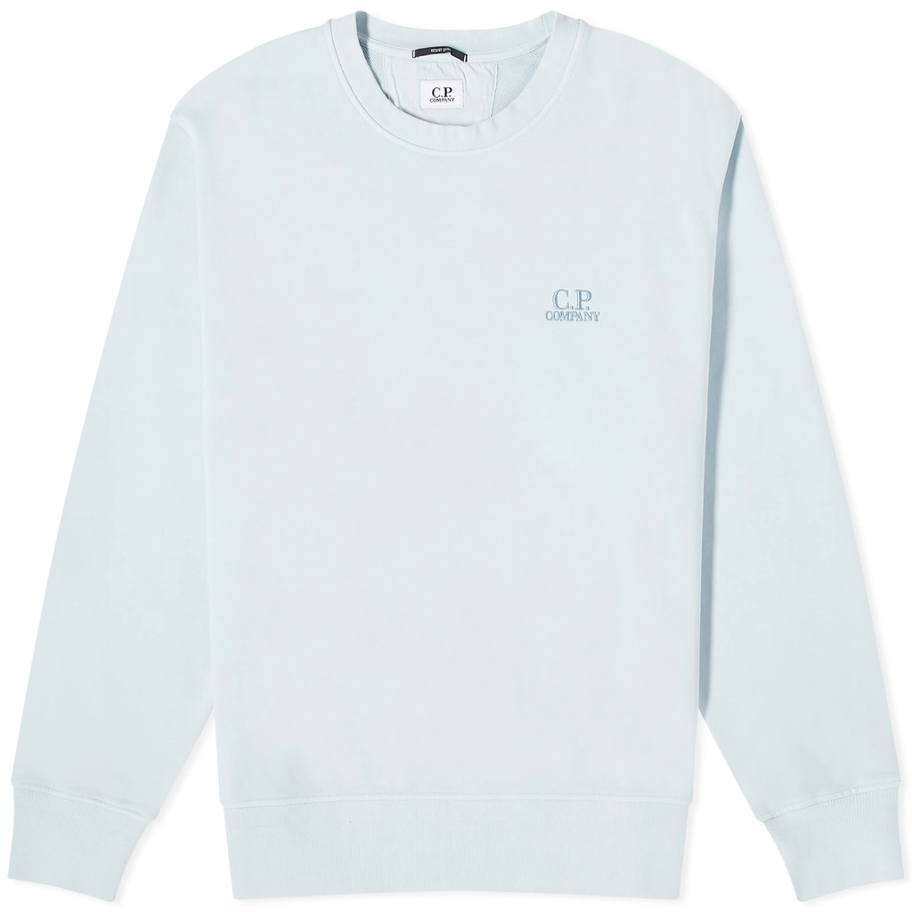 CP Company Men's Cotton Diagonal Fleece Logo Sweatshirt Starlight Blue